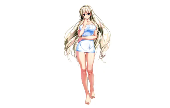 Girl, sexy, cleavage, long hair, boobs, anime, blue eyes, beautiful