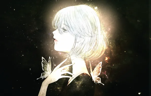 Picture girl, butterfly, by kuroe