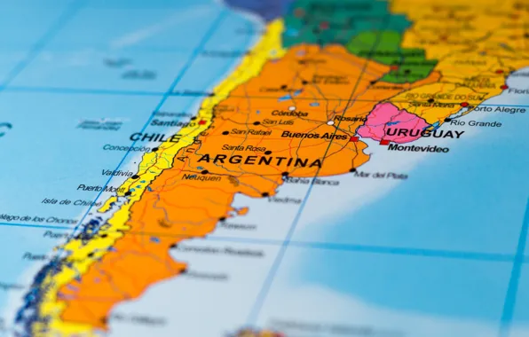 Picture Argentina, map, Chile, Uruguay