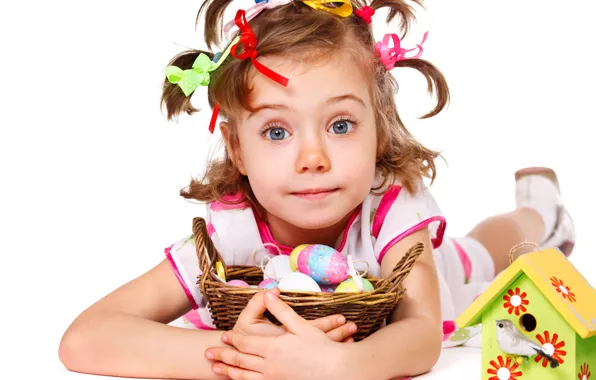 Picture look, children, photo, mood, eggs, Easter, girl