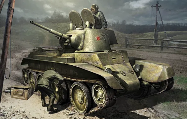 Picture art, tank, BT-2, World of Tanks Generals, repair