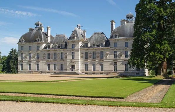 Picture castle, lawn, France, track, France, The Cheverny Castle, Chateau de Cheverny