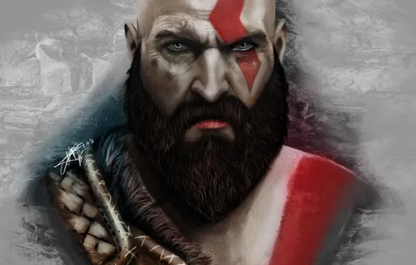 Game, fighter, armor, blizzard, Kratos, God of War, snow, survivor