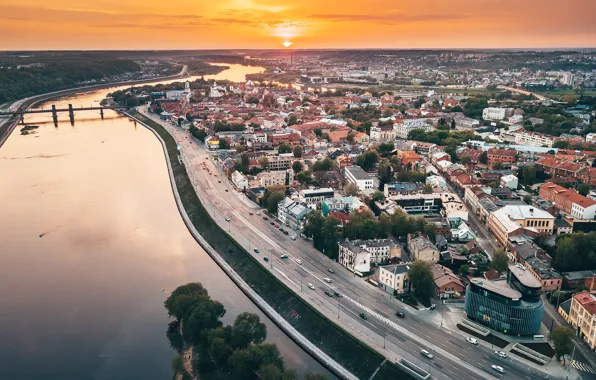 Sunset, the city, Lithuania, Kaunas