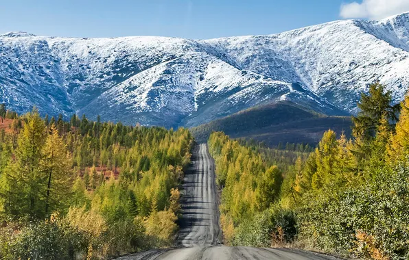 Picture road, landscape, mountains, taiga