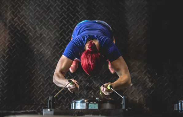 Redhead, pose, fitness, Training