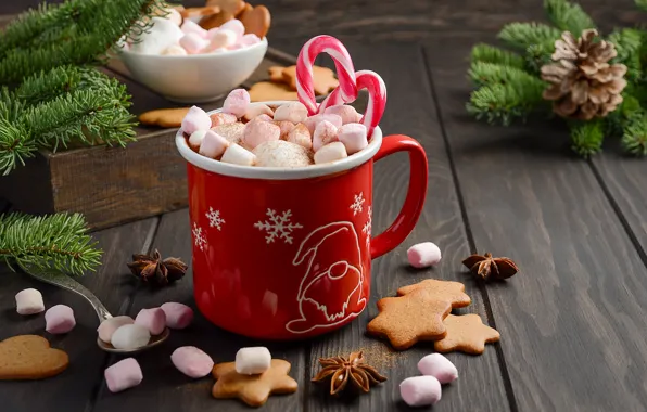 Picture decoration, New Year, Christmas, mug, Christmas, cup, New Year, cocoa