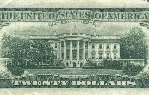 Picture green, america, states, money, god, united, twenty, The white house