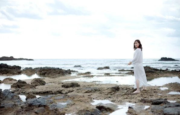 Wallpaper beach, Model, Woman, Pretty, Japanese, Long Shot, Akari ...