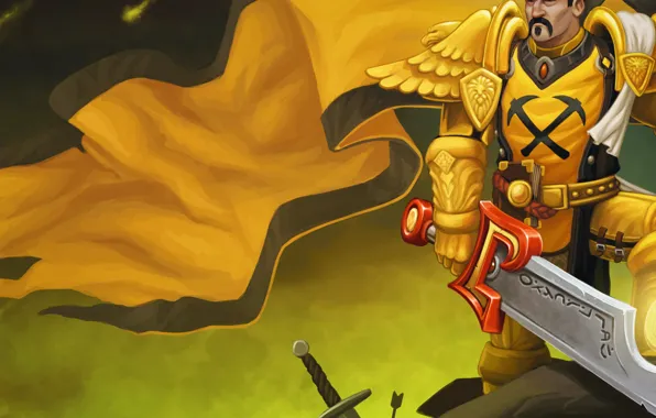 Sword, armor, blizzard, warcraft, art, world of warcraft, banner, fan art