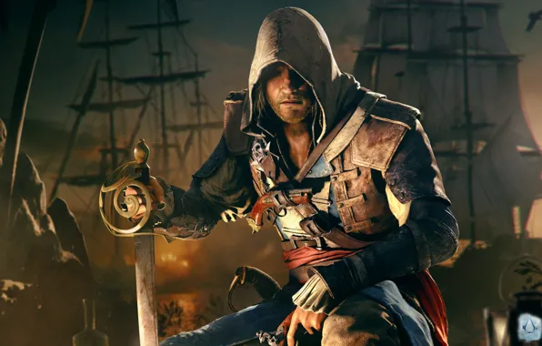 Picture pirate, assassin, Edward, Assassin's Creed IV: Black Flag, black flag