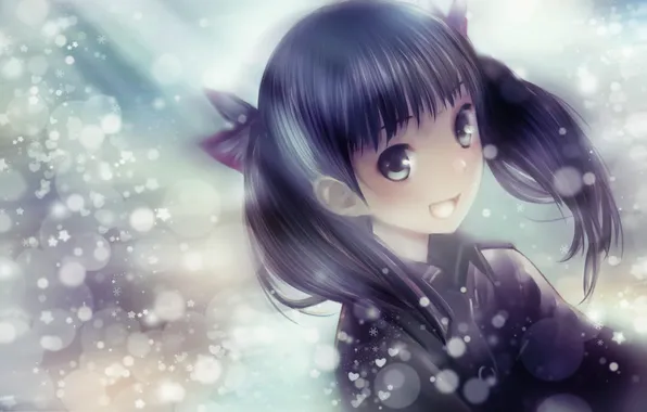 Picture snowflakes, abstraction, art, girl, hearts, tails, katkooota, sora no woto