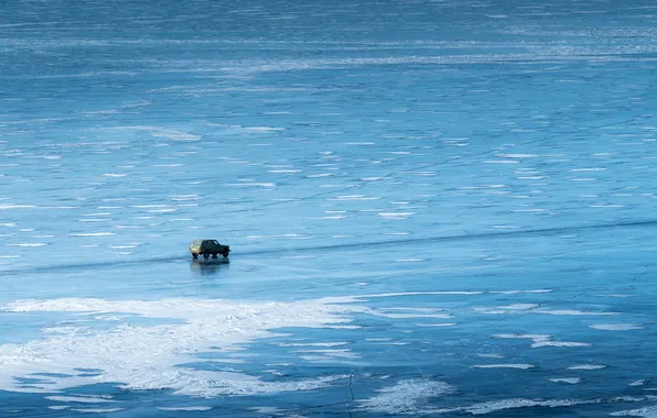 Machine, lake, ice