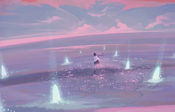 Girl, nature, fantasy, crystals