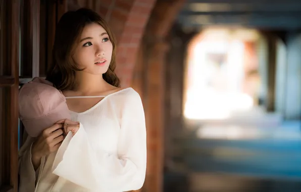 Girl, Asian, cutie, bokeh