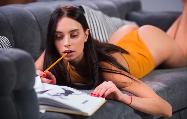 Ass, Model, Bodysuit, Dita V, Homework, On The Couch