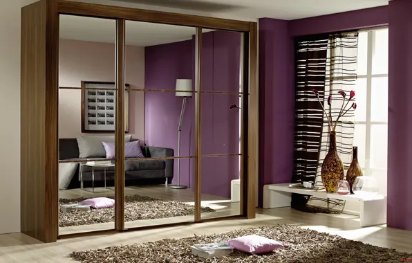 Room, interior, mirror, wardrobe