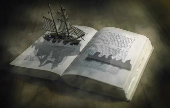 Background, ship, book