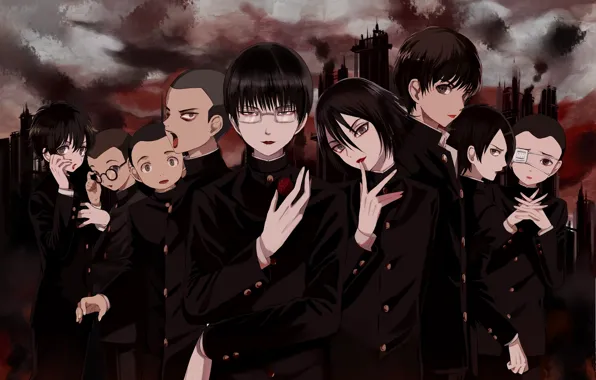 Group, anime, guys, litchi hikari club