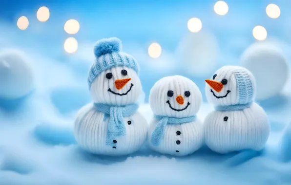 Winter, snow, smile, toys, Christmas, New year, snowmen, snowman