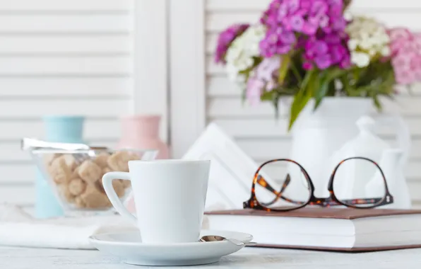 Table, glasses, Cup, book, vase, Andrey Cherkasov