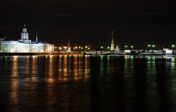 Night, bridge, Peter, Saint Petersburg
