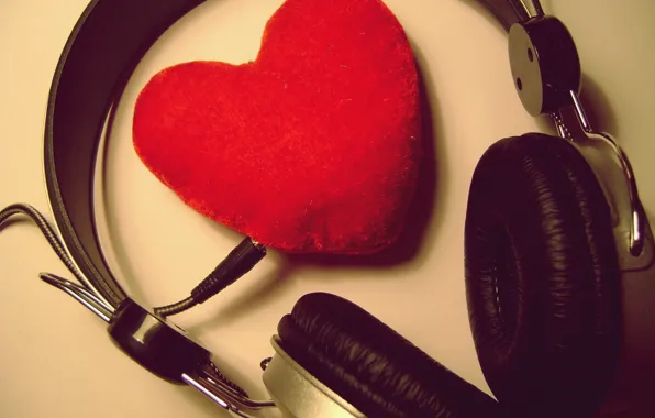 Love, music, heart, music, headphones, love, recognition, feeling