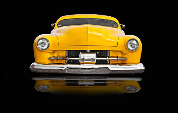 Yellow, retro, car, classic, the front, classic car