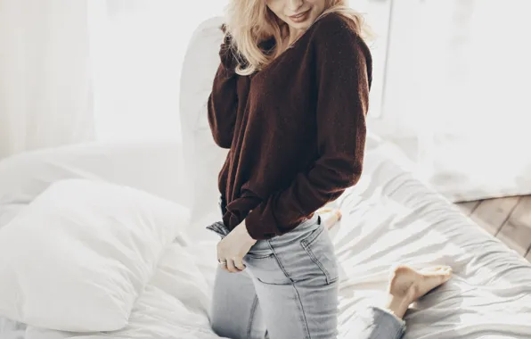 Girl, jeans, blonde, Olga Liferova, Irina Klimenko