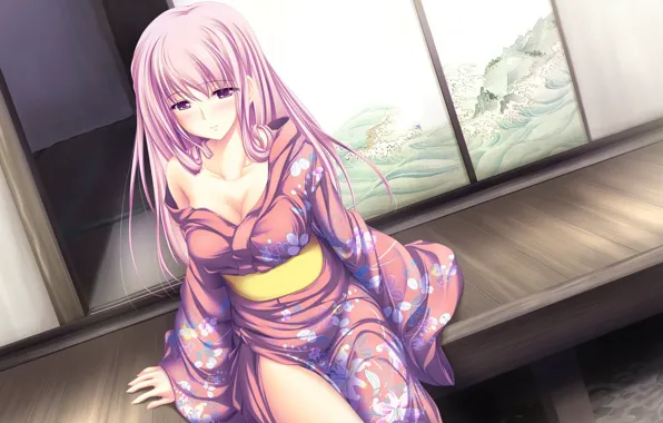 Girl, tenderness, home, kimono