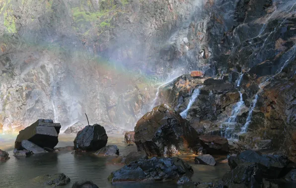 Picture Nature, Waterfall, Rocks, Rainbow, Rainbow, Nature, Waterfall, Malaysia