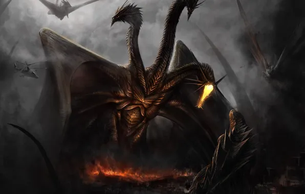 Dust, creatures, helicopter, invasion