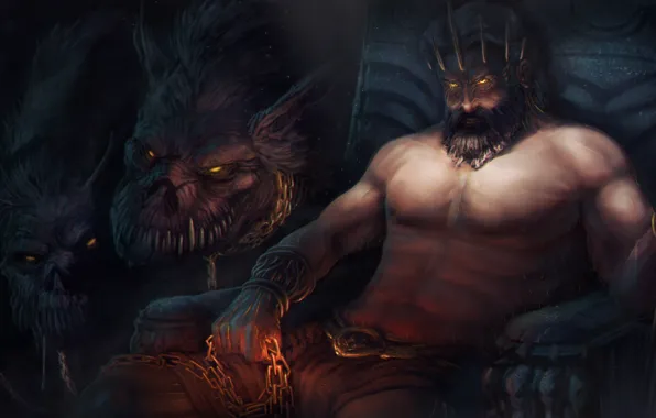 The game, art, God of War, Cerberus, God, Hades, underground Kingdom