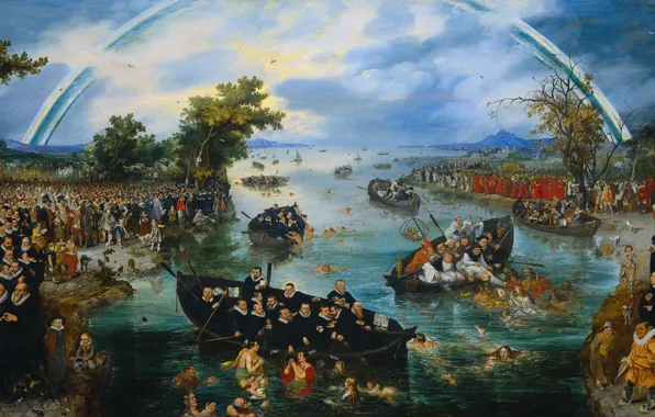 Picture oil, picture, Catching Souls, 1614, Adrian van de Venne, Adriaen van de Venne