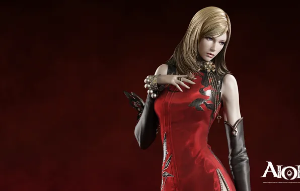 Girl, rendering, red dress, aion, Elios