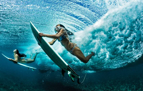 Girl, beach, ocean, surf, surfboard