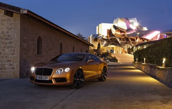Roof, the sky, lights, coupe, the evening, continental, bentley, twilight