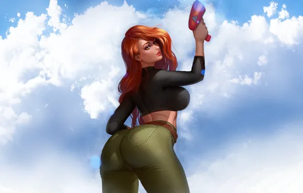 The sky, Clouds, Girl, Figure, Fantasy, Sky, Art, Art