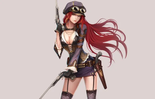 Picture look, girl, weapons, steampunk, steampunk