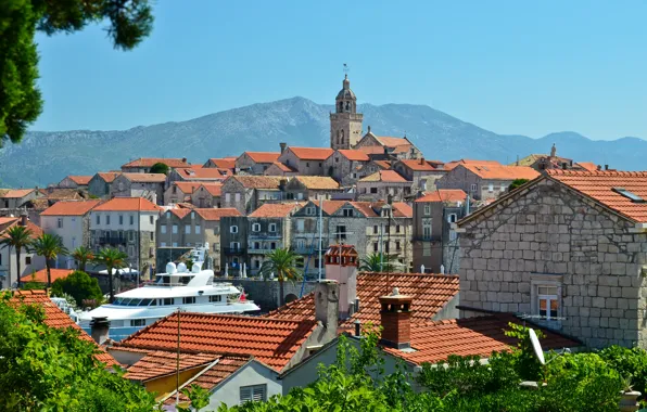 Picture sea, Croatia, old town, Adriatica, Korcula