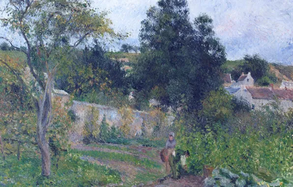 Picture landscape, nature, picture, Camille Pissarro, The vegetable garden at the Hermitage. PONTOISE