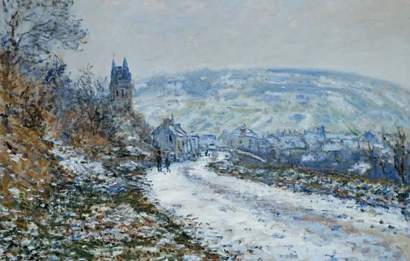 Landscape, picture, Claude Monet, On the Approach to the Village of Vétheuil in Winter