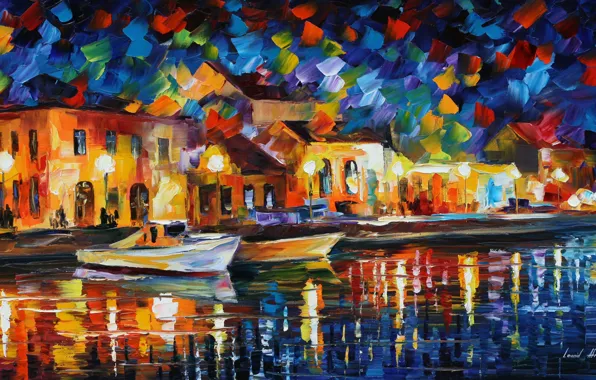 Picture the evening, promenade, Leonid Afremov, impressionism