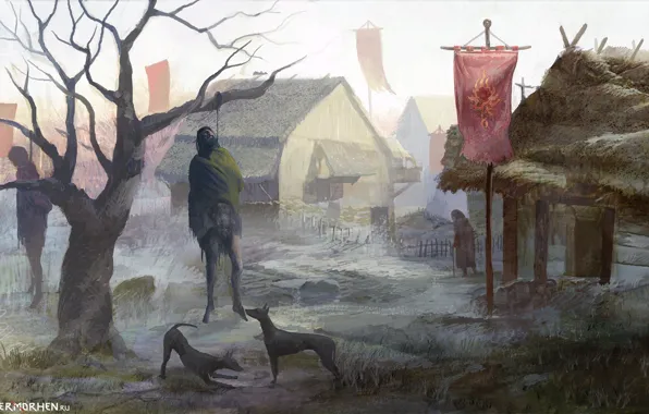 War, village, the Witcher, The Witcher, order, mount, methinks
