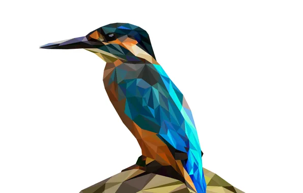 Background, bird, triangles, Kingfisher