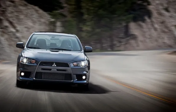 Road, blur, mitsubishi, lancer, evolution