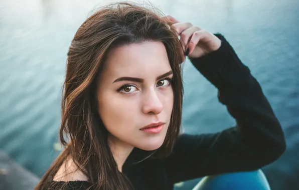Look, girl, pose, model, hand, portrait, makeup, brunette