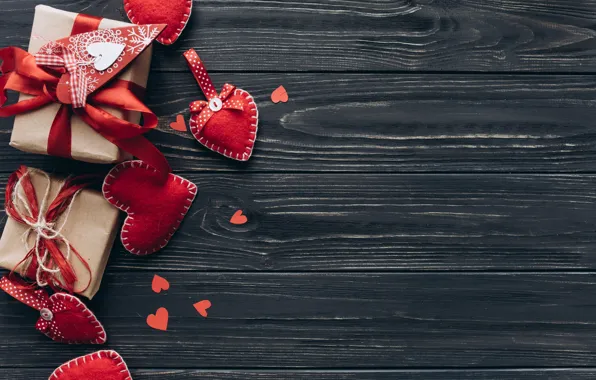 Love, gift, heart, hearts, red, love, heart, wood