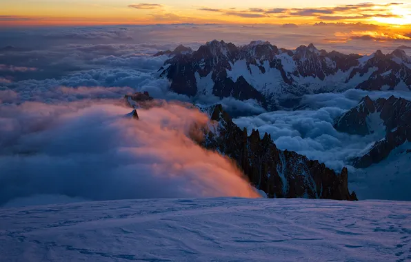 France, Fog, France, Blanc, Mont Blanc, Haze, Mountain peaks, Chamonix Mountain range