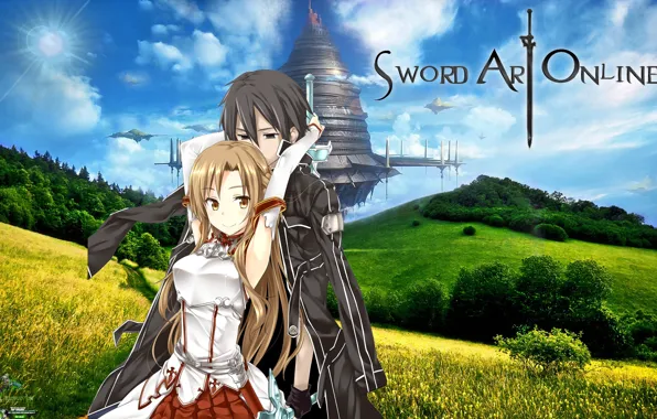 Anime, art, Sword Art Online, Asuna, Kirito, Sword Art Online